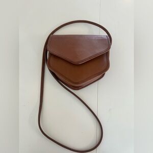 Coach Vintage Megan Tan Leather Flap Front Geometric Crossbody Bag
